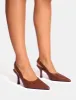 Malia Vintage Brown Fold Over Detail Cushioned Slingback Court Heels sold by Public Desire