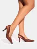 Malia Vintage Brown Fold Over Detail Cushioned Slingback Court Heels sold by Public Desire