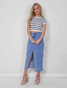 Stripe Knitted Baby Tee Ecru sold by Public Desire