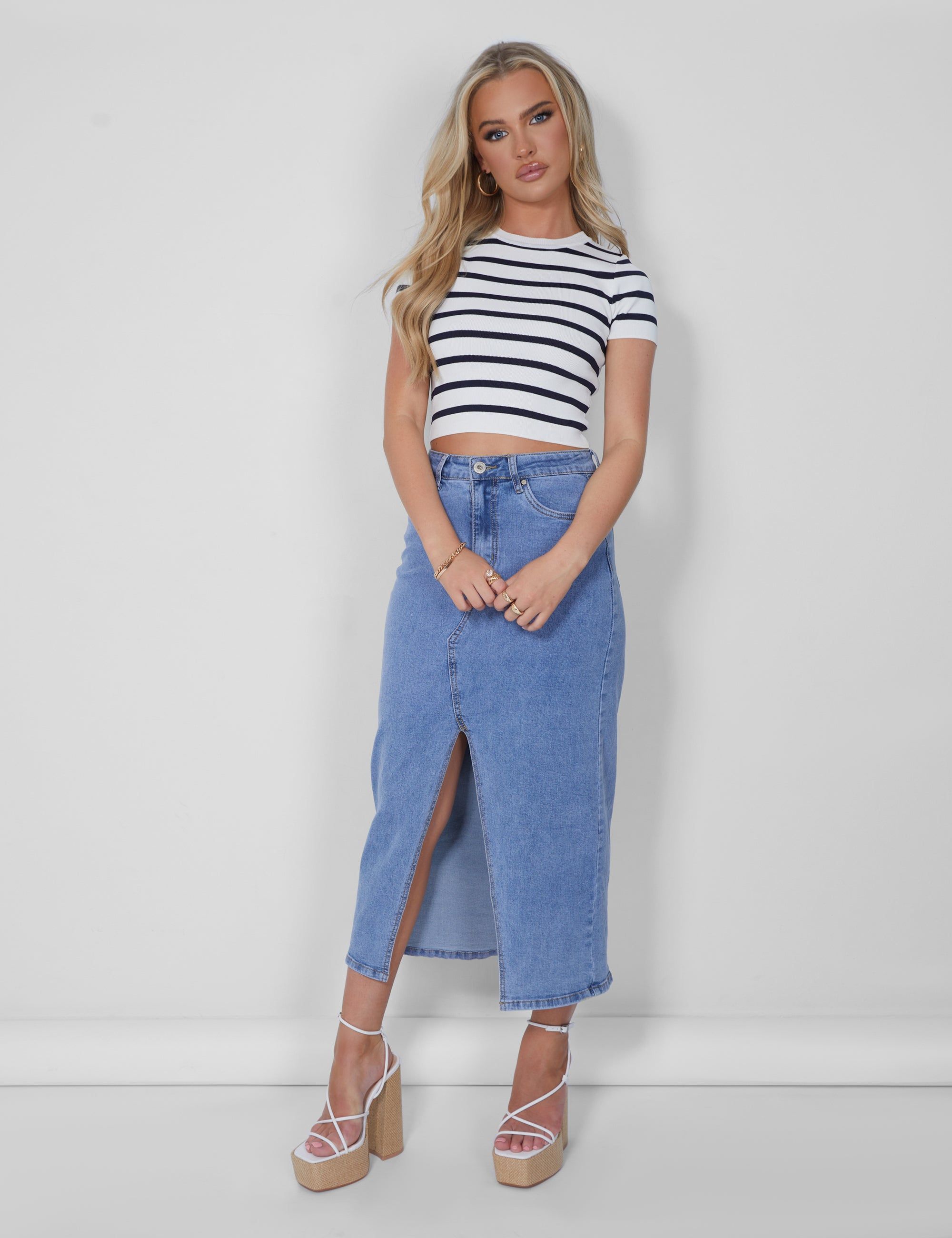 Stripe Knitted Baby Tee Ecru sold by Public Desire product image thumbnail 5