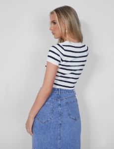 Stripe Knitted Baby Tee Ecru sold by Public Desire