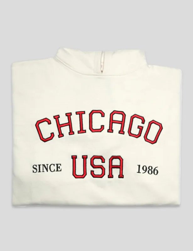 CHIGAGO SLOGAN OVERSIZED HOODIE ECRU sold by Public Desire