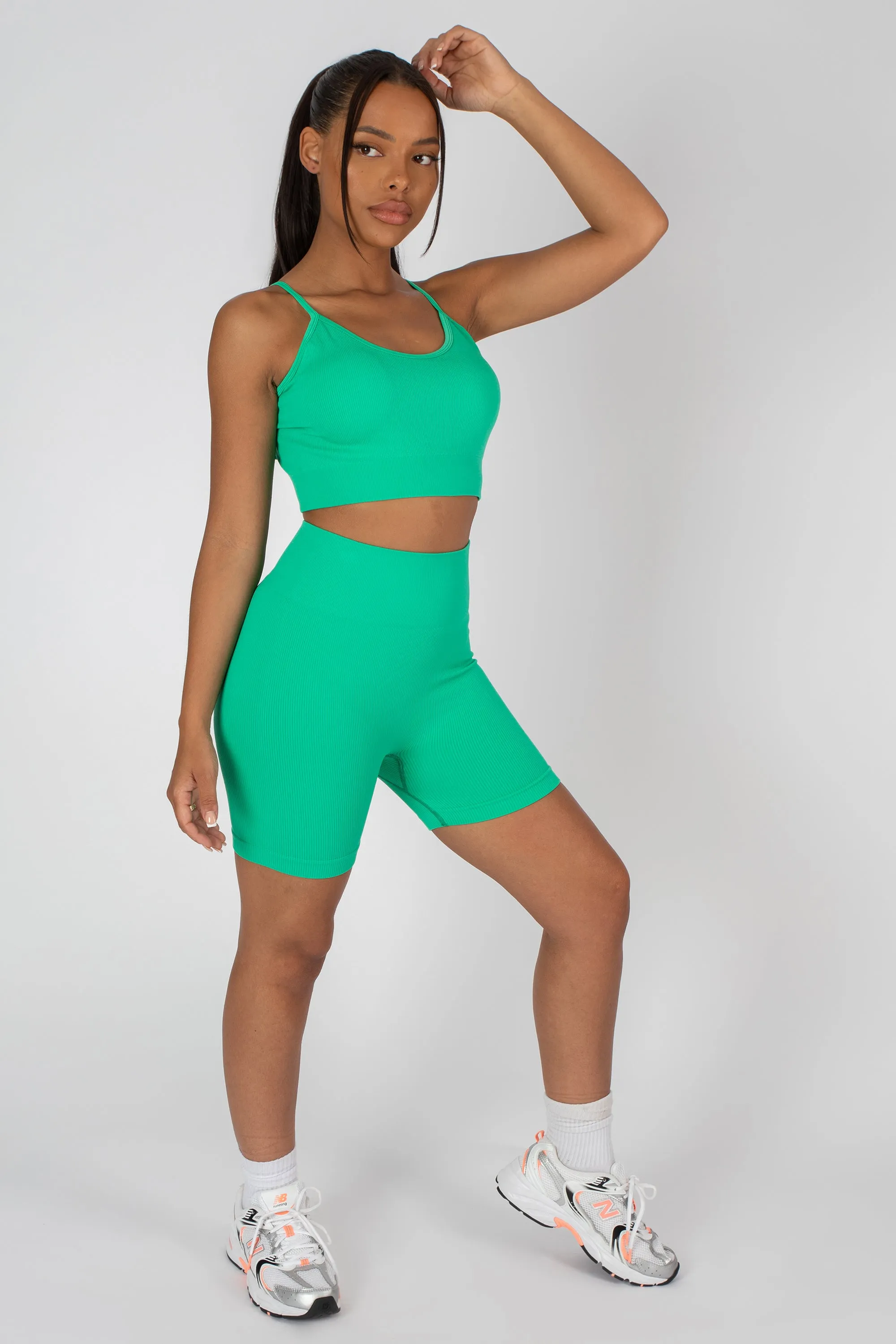 Ribbed Crop Top And Short Co-ord Set Green sold by Public Desire