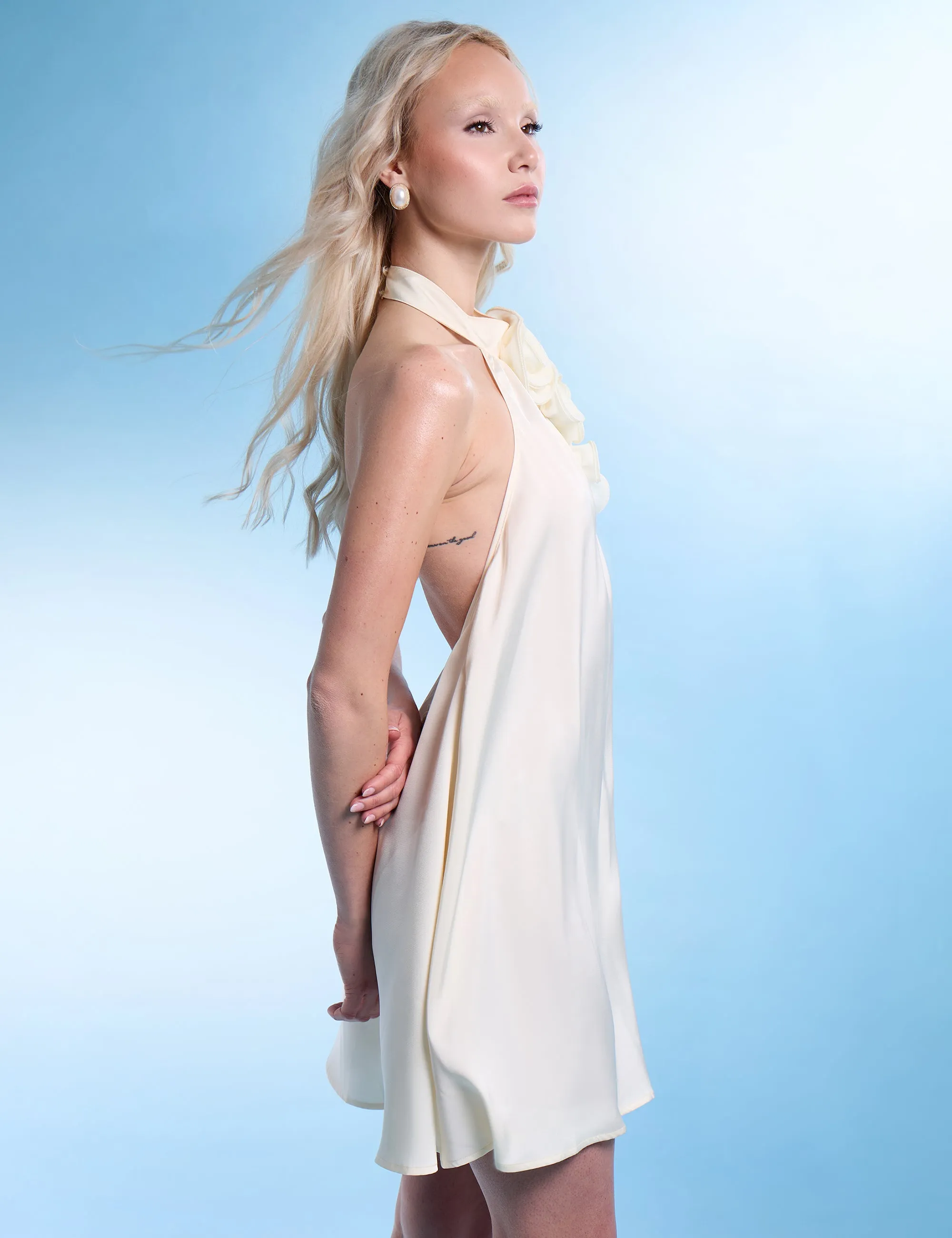 Bow Tailored Tulip Mini Dress White sold by Public Desire product image thumbnail 3
