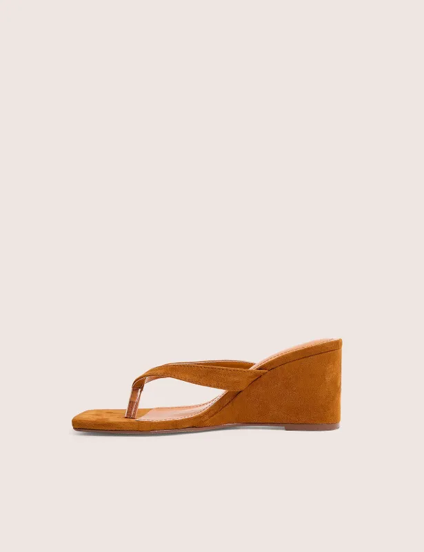 Luisa Tan Faux Suede Flip Flop Wedge Heels made by Public Desire