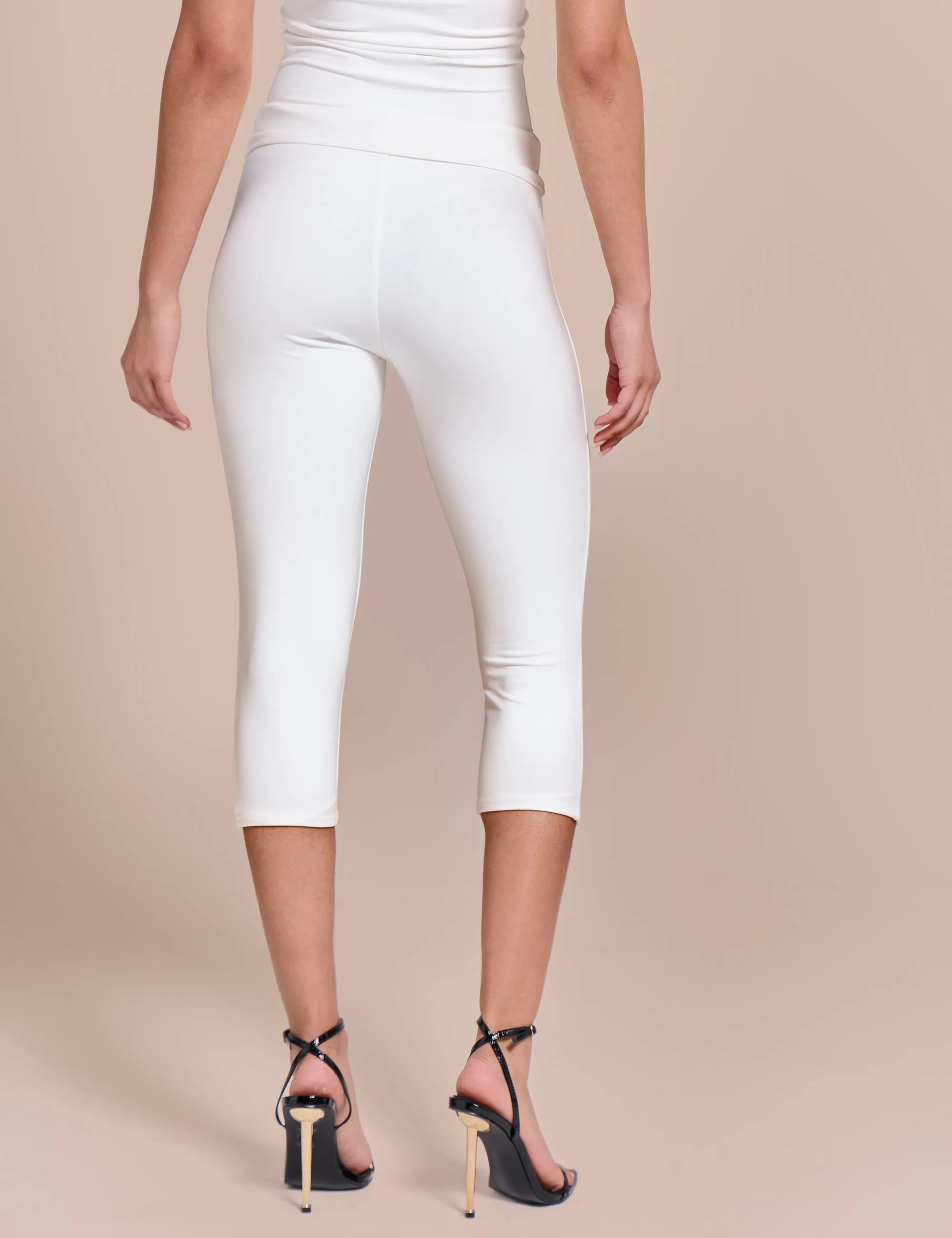 High Waist Luxe Slinky Capri Pants White sold by Public Desire product image thumbnail 4