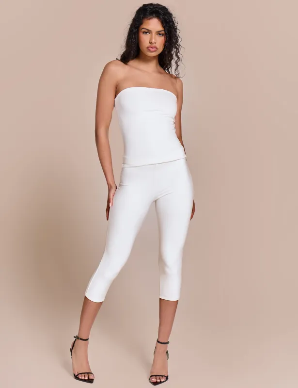 High Waist Luxe Slinky Capri Pants White made by Public Desire
