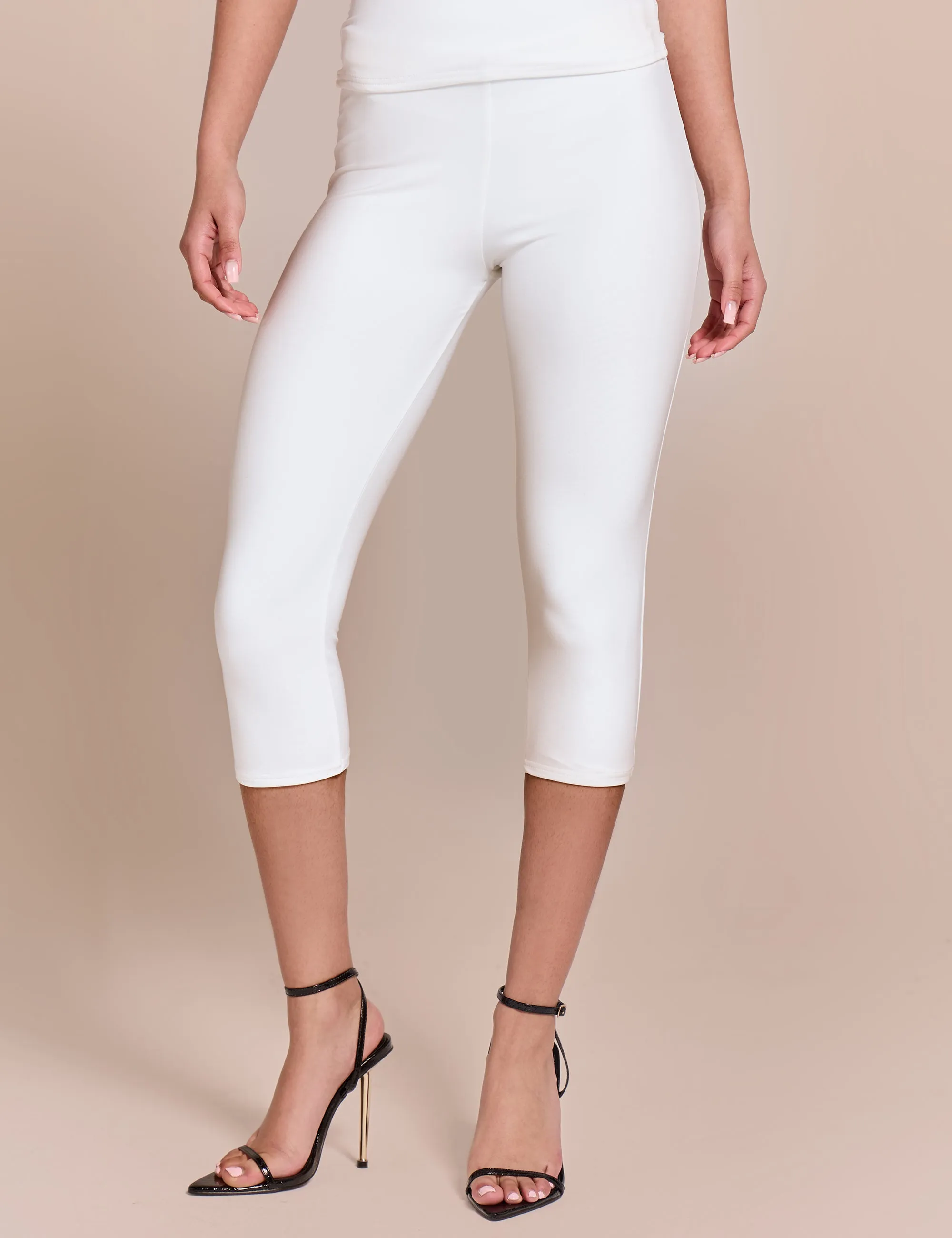 High Waist Luxe Slinky Capri Pants White sold by Public Desire product image thumbnail 3