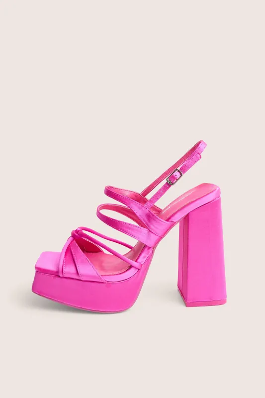 Renaissance Hot Pink Strappy Detail Platform Heels made by Public Desire