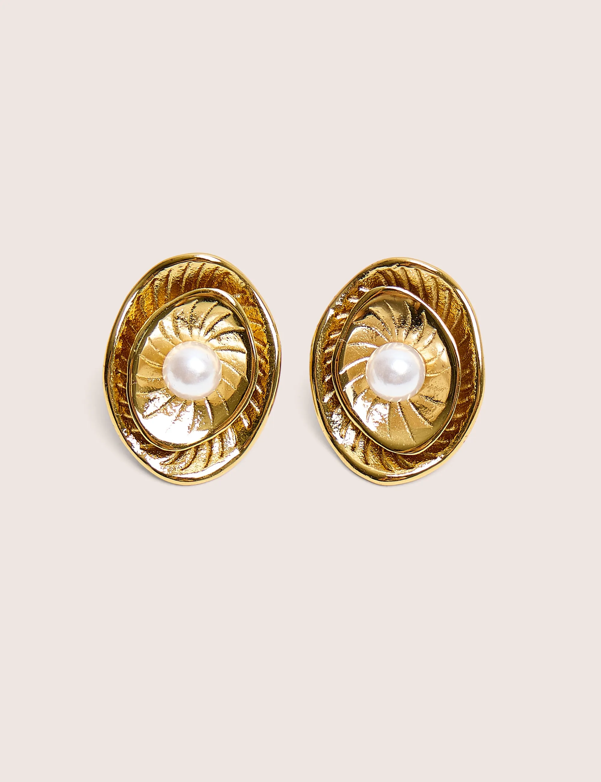 Double Layered Gold and Pearl Earrings sold by Public Desire