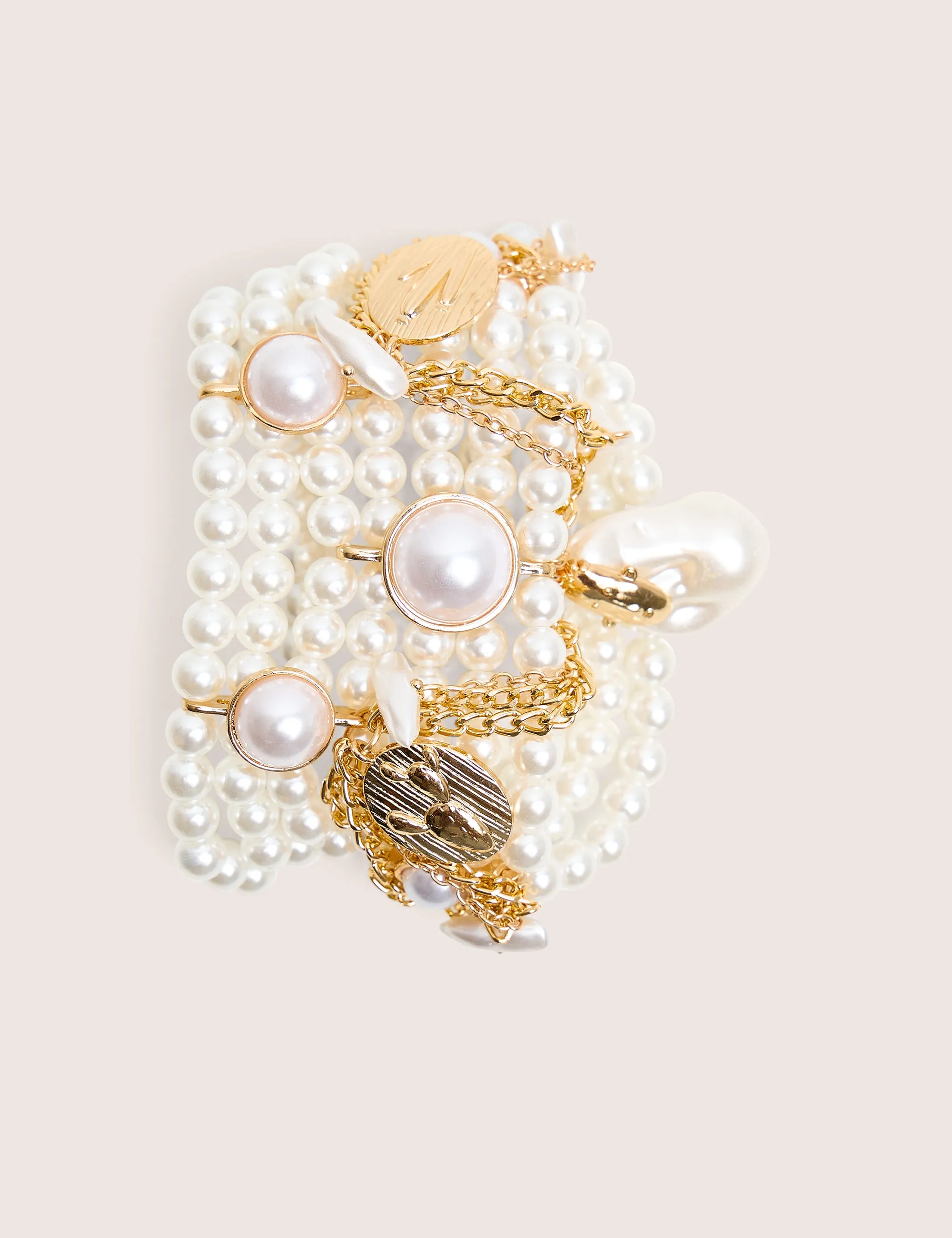 Layered Pearl Bracelet With Gold Charms sold by Public Desire product image thumbnail 2