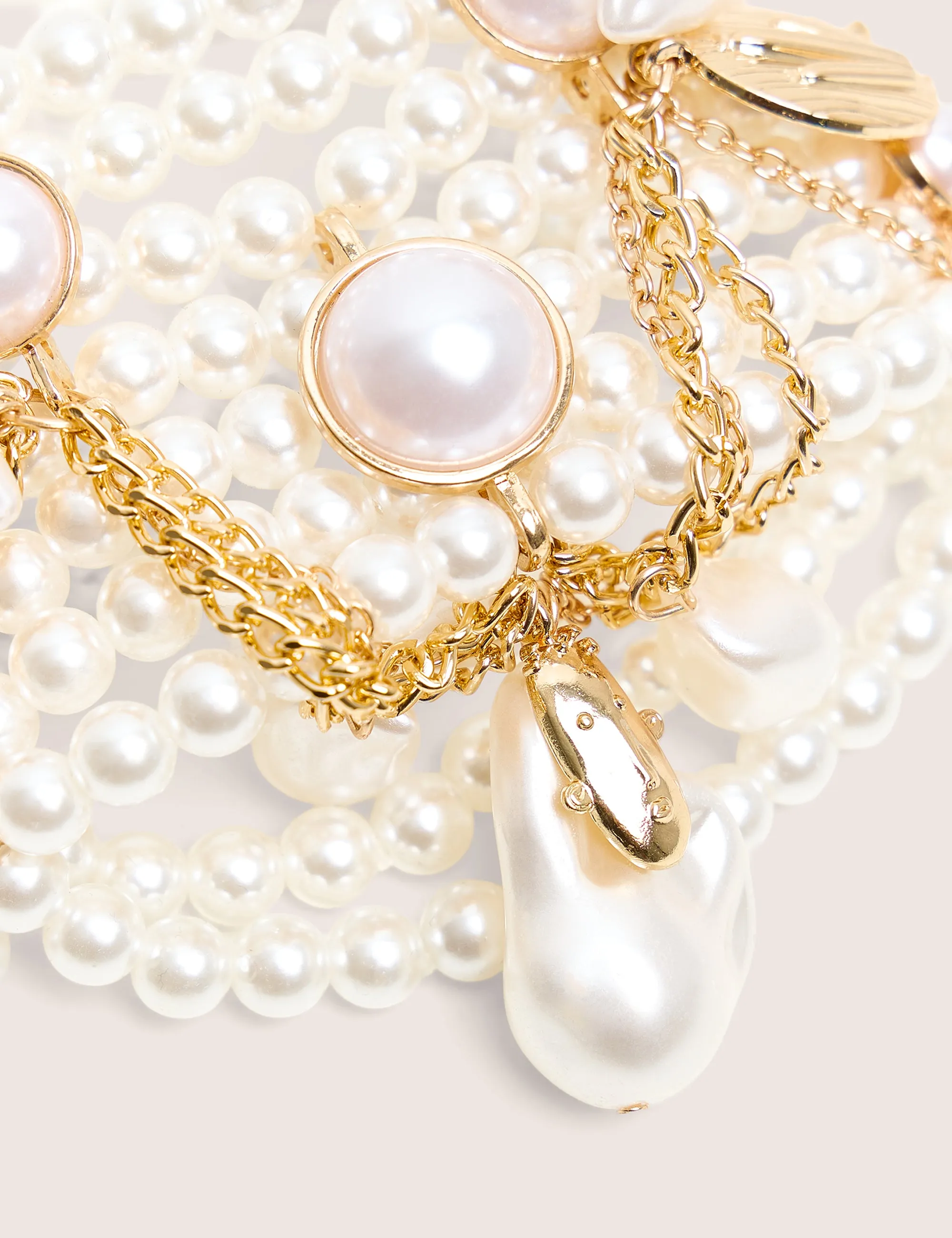 Layered Pearl Bracelet With Gold Charms sold by Public Desire product image thumbnail 3