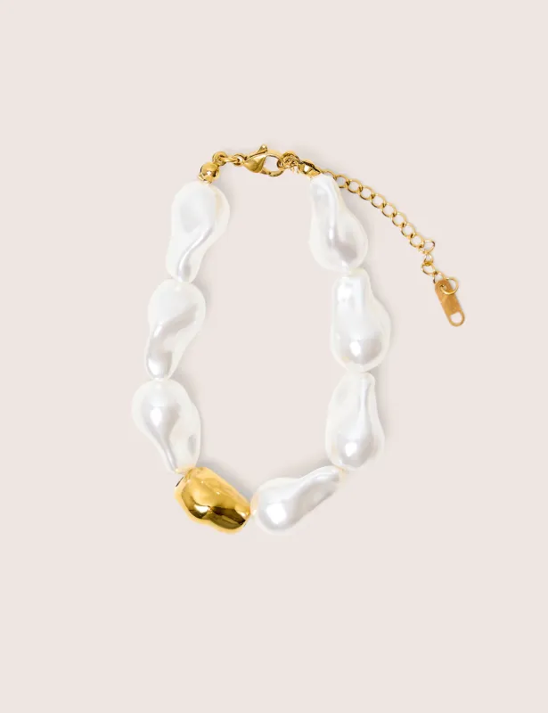 Gold Plated Adjustable Pearl Bracelet made by Public Desire