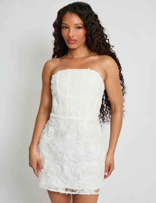 Lace Up Corset Bodice Textured Mini Dress made by Public Desire