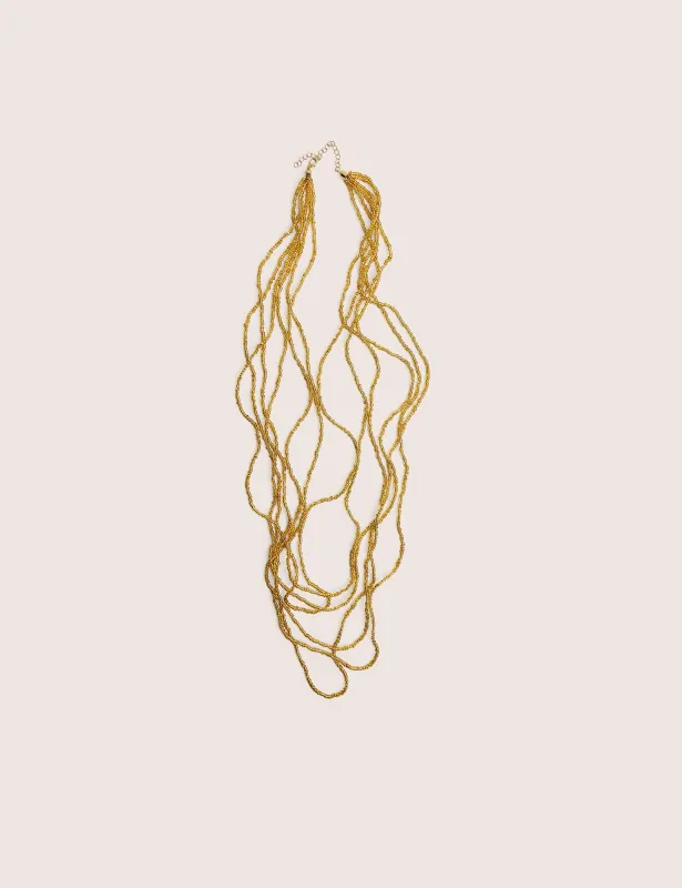 Beaded Long Layered Necklace in Gold made by Public Desire