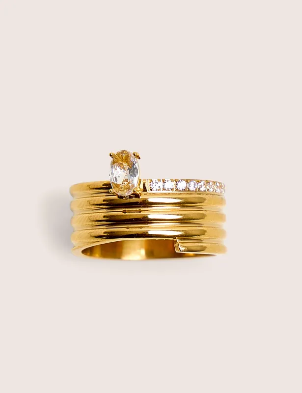 Layered Gold Ring With Diamante Detail made by Public Desire