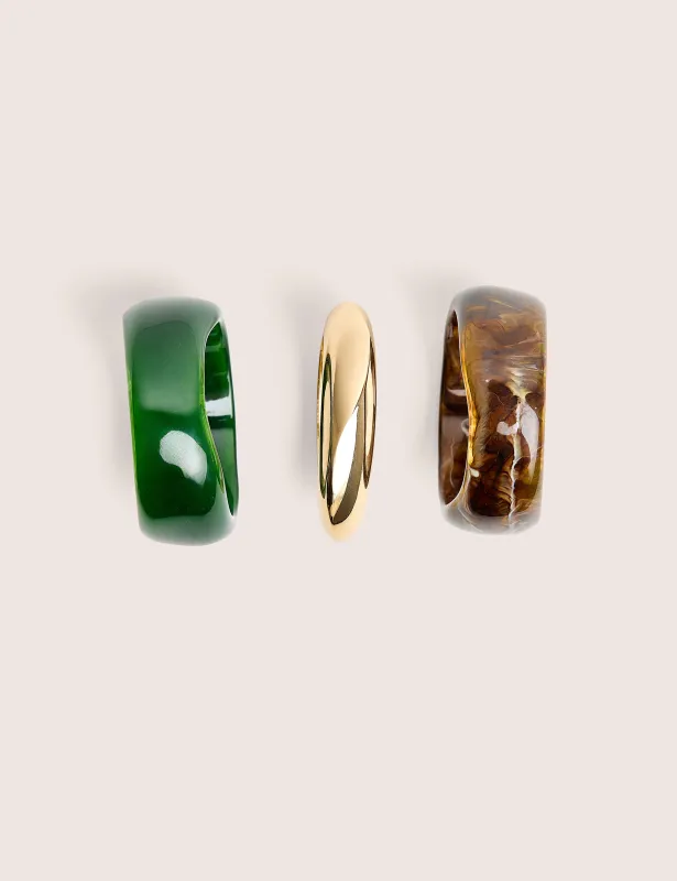 Three Pack of Resin and Gold Bangle made by Public Desire