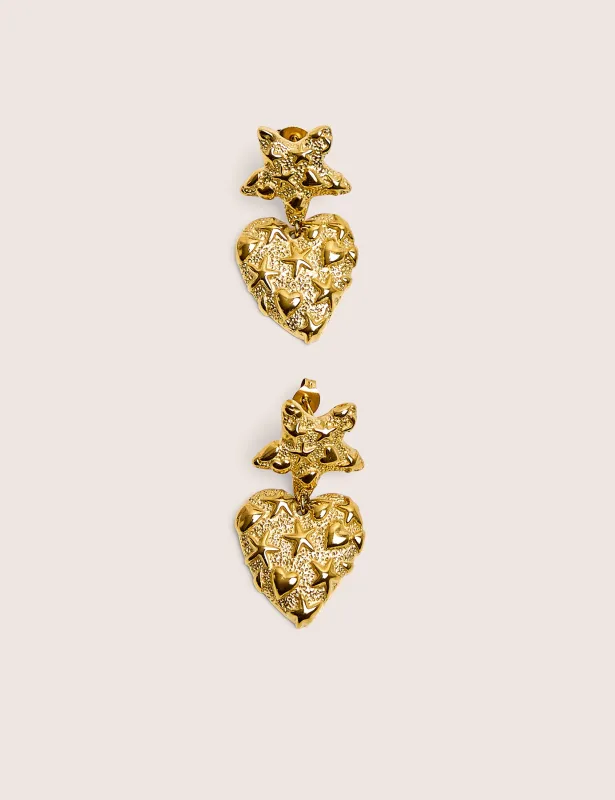 Heart and Star Gold Plated Earrings made by Public Desire