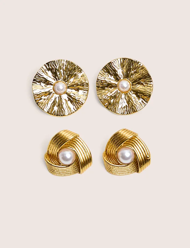 Gold and Pearl Earring Two Pack made by Public Desire