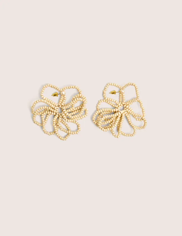 Beaded Flower Earrings Beige made by Public Desire