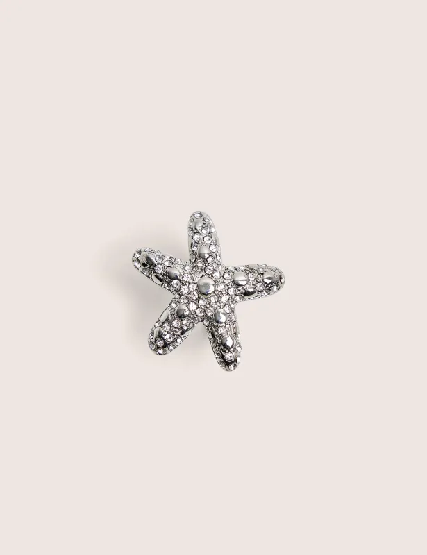 Diamante Starfish Ring in Silver made by Public Desire