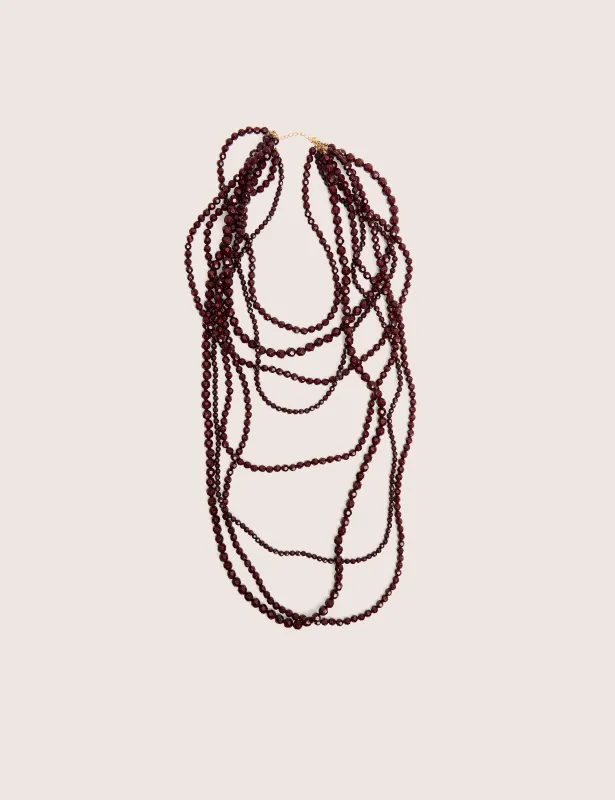 Multi Layered Beaded Necklace in Brown made by Public Desire