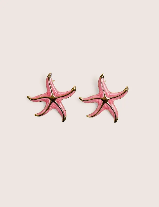 Pink Starfish Earring With Gold Detail made by Public Desire