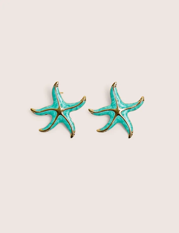 Blue Starfish Earring With Gold Detail made by Public Desire