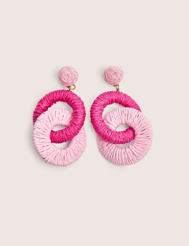 Multi Pink Drop Hoop Earrings made by Public Desire