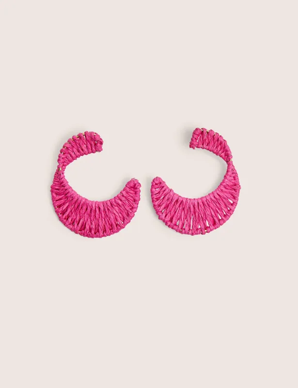 Woven Pink Hoop Earrings made by Public Desire