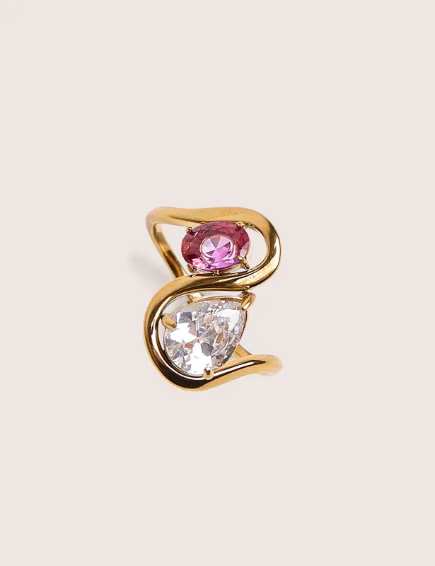 Double Gemstone Gold Ring made by Public Desire
