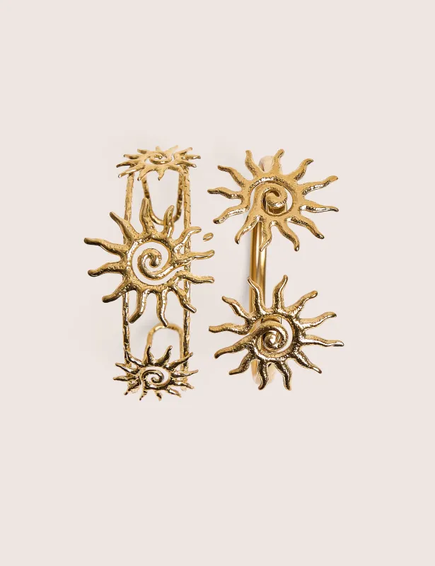 Pack of Two Sun Adjustable Bangles in Gold made by Public Desire