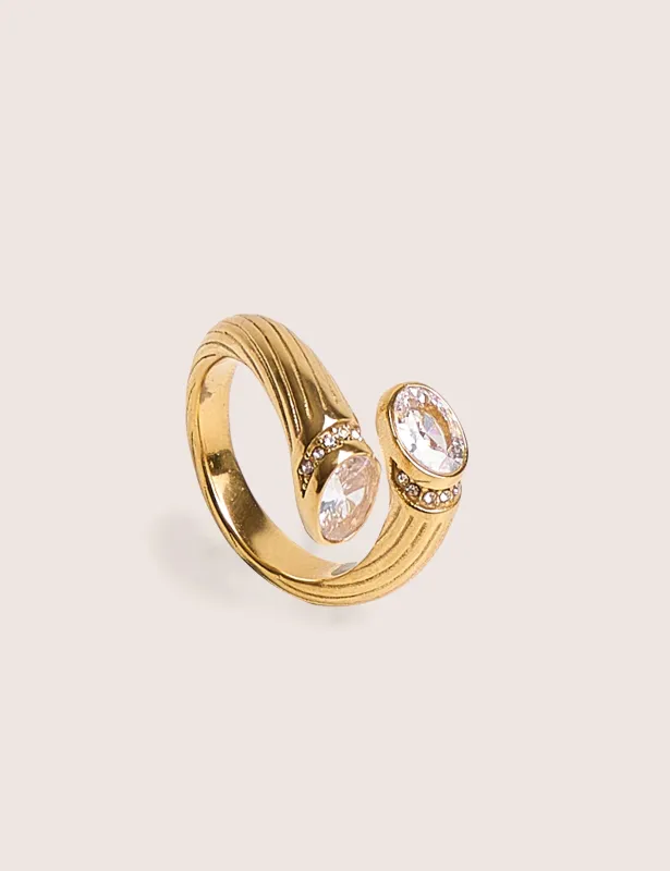 Open Wrap Around Ring With Diamante Detail in Gold made by Public Desire