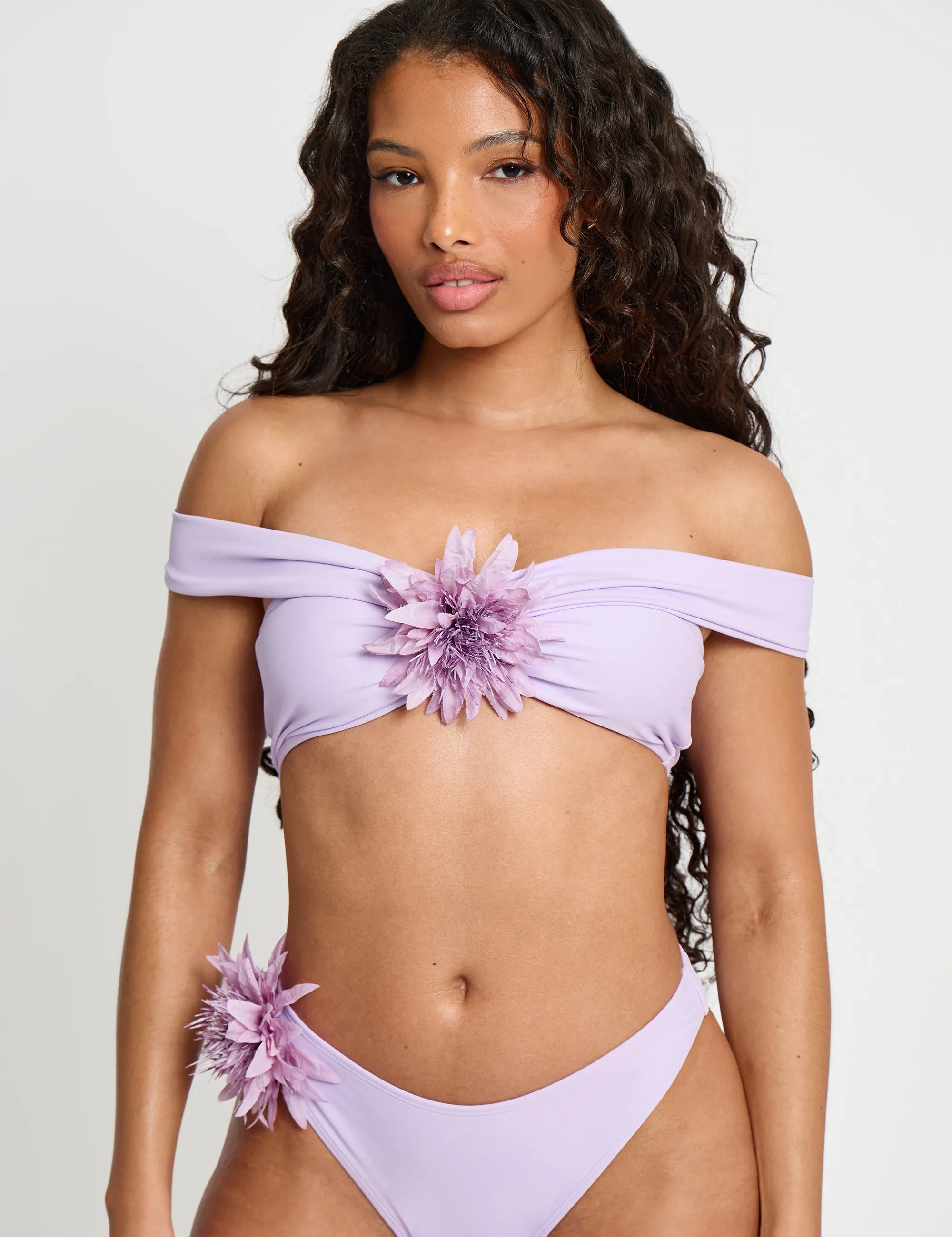 Bandeau Flower Detail Bikini Top Purple sold by Public Desire product image thumbnail 4