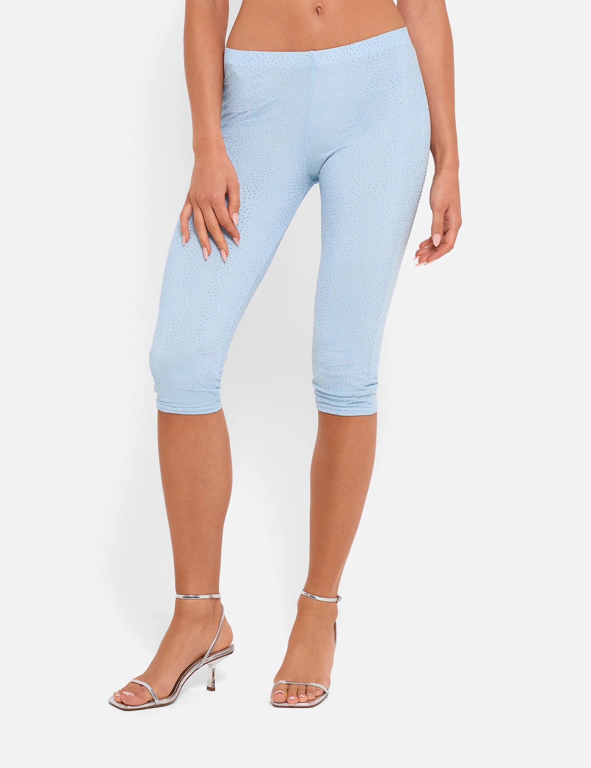 Hotfix High Waist Luxe Slinky Capri Pants Blue sold by Public Desire product image thumbnail 3
