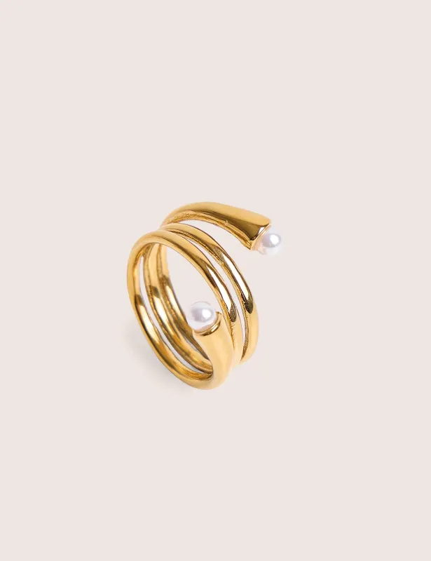 Public Desire Stacked Abstract Ring in Gold made by Public Desire