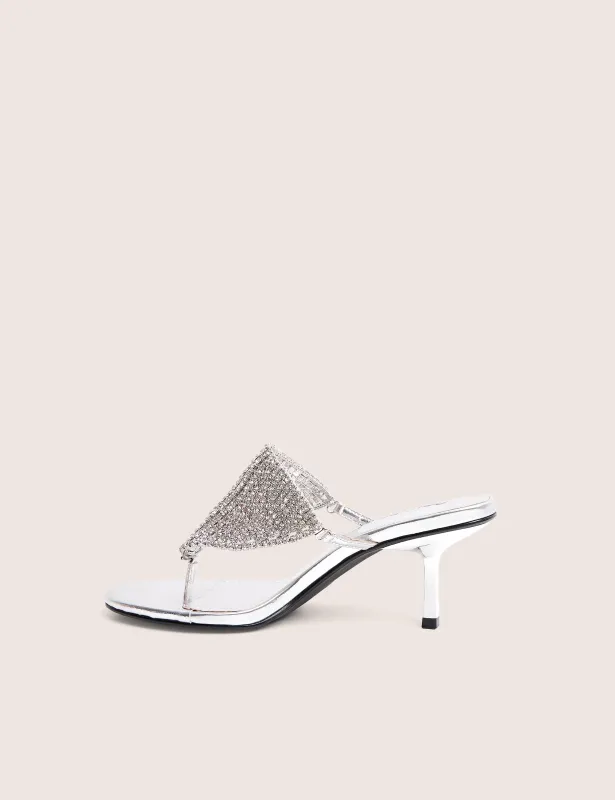Mima Silver Diamante Embellished Kitten Heels made by Public Desire