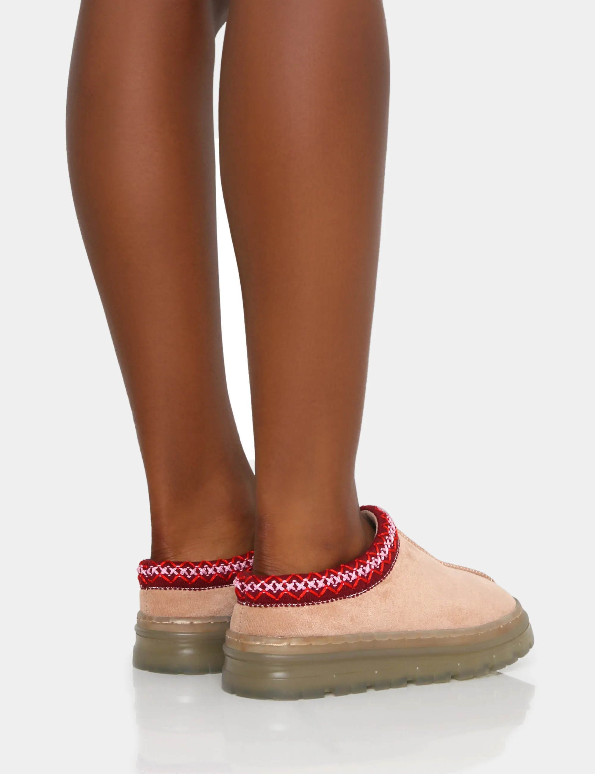 Nala Beige Faux Suede Embroidered Slipper Platform Boots sold by Public Desire product image thumbnail 2