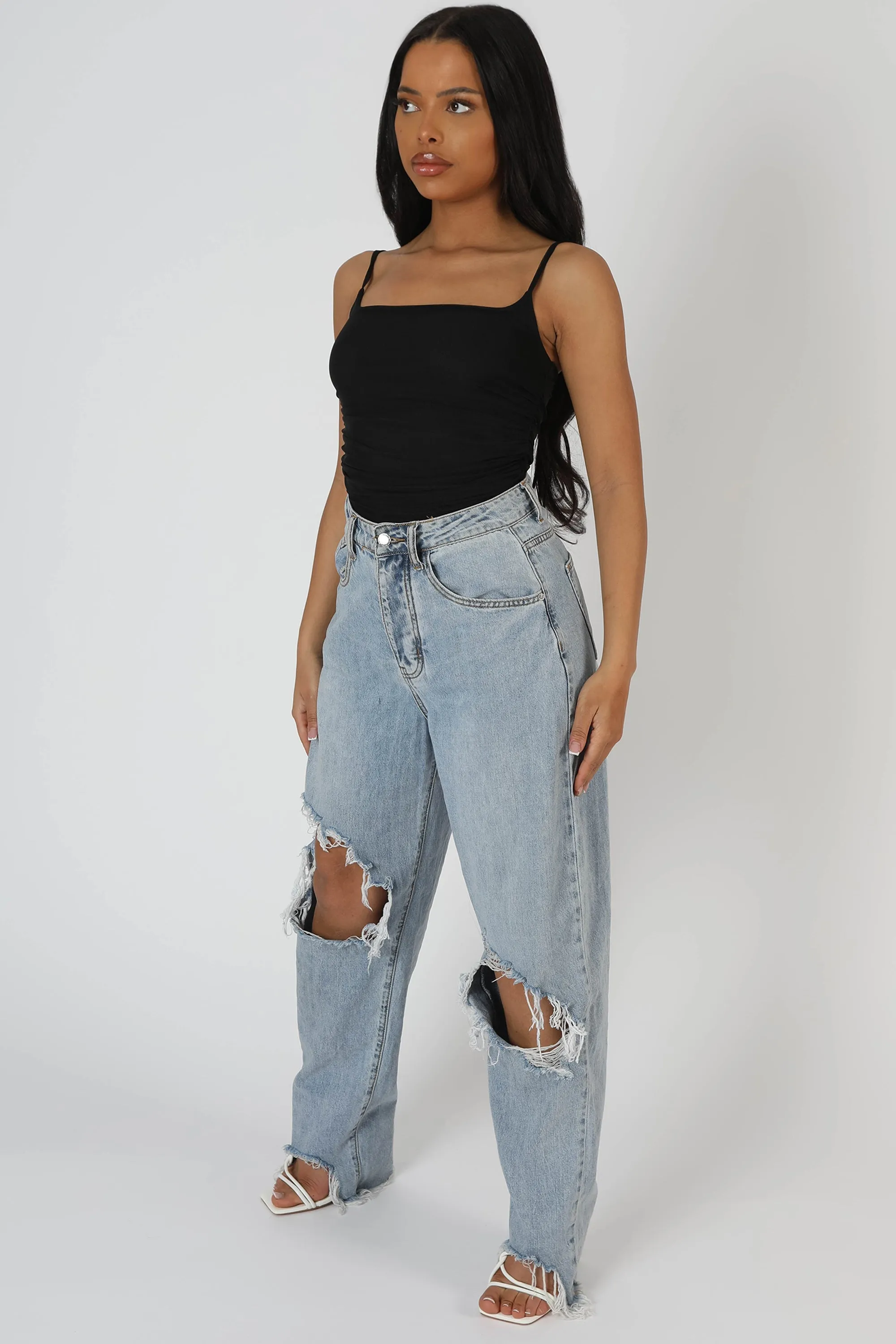 Mesh Ruched Bodysuit Black sold by Public Desire product image thumbnail 4