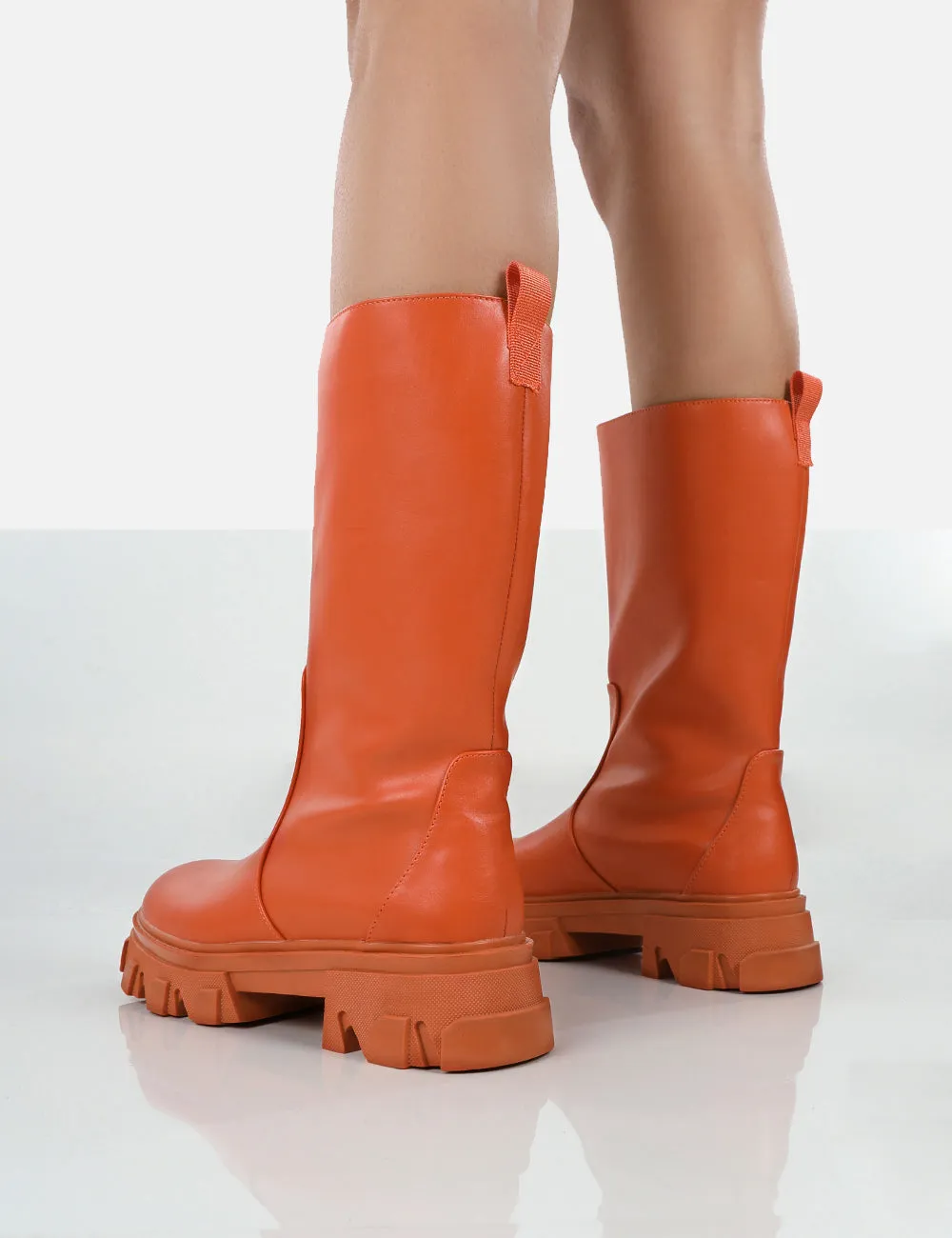 Jolie Orange Pu Knee High Chunky Sole Long Boots sold by Public Desire product image thumbnail 2