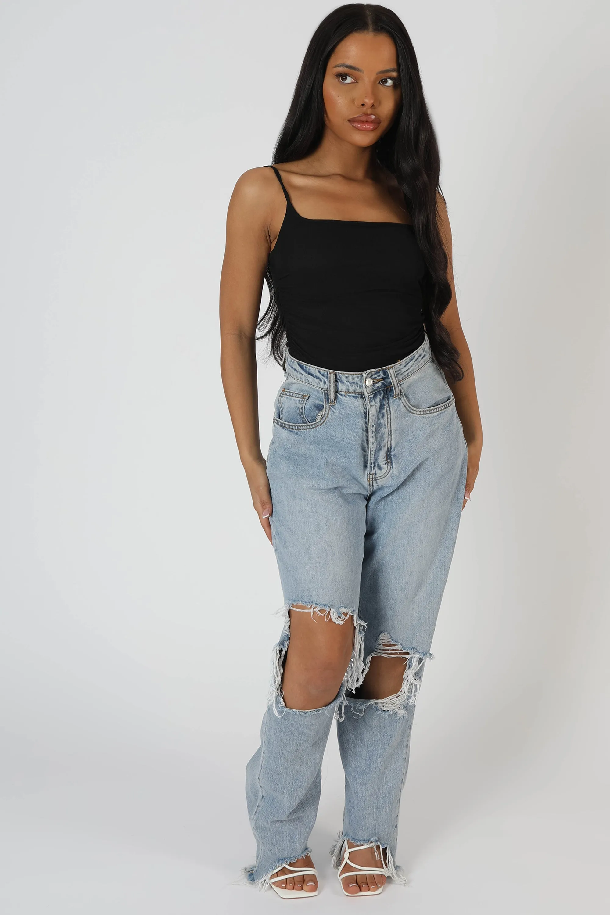 Mesh Ruched Bodysuit Black sold by Public Desire product image thumbnail 3