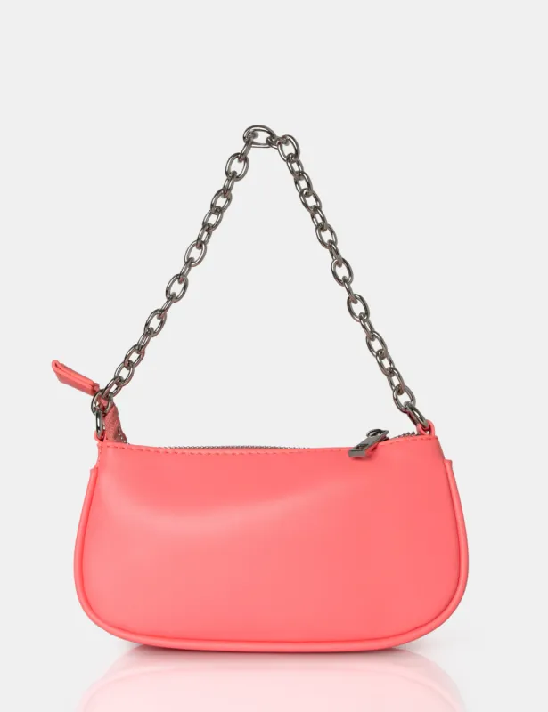 The Leia Neon Pink Pu Shoulder Chained Bag sold by Public Desire
