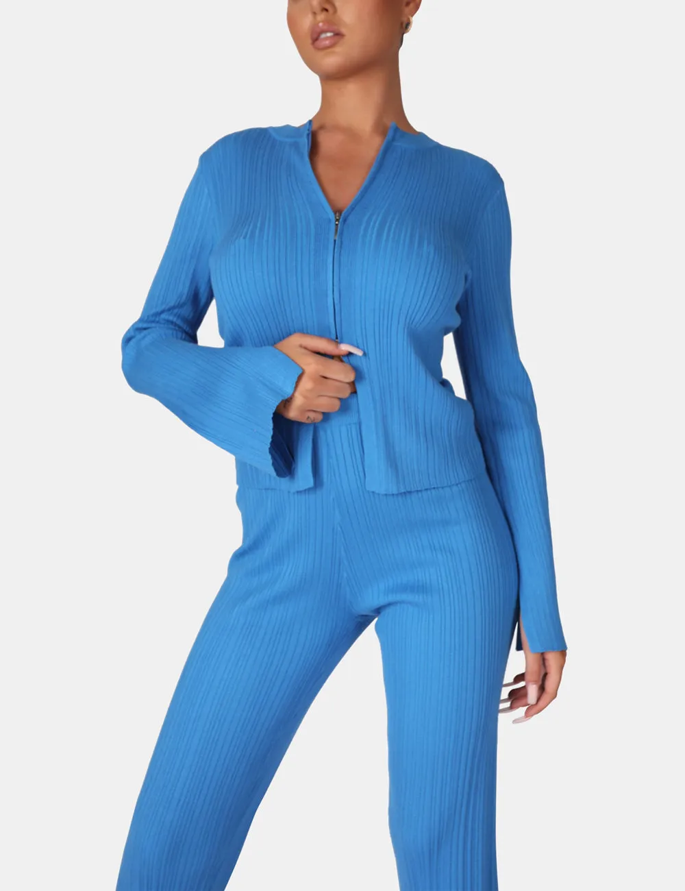 Knitted Zip Front Top Blue sold by Public Desire product image thumbnail 4