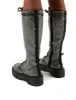 Bitter Sweet Black Diamante Lace Up Knee High Chunky Boots sold by Public Desire
