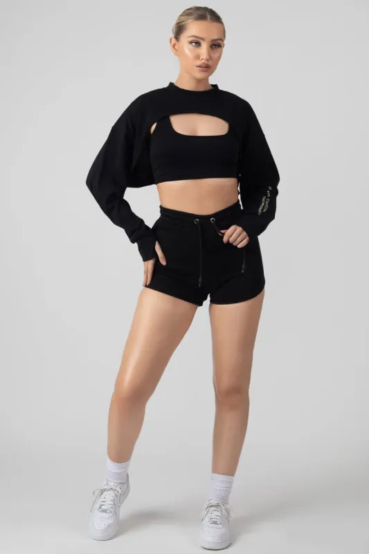 Layered Cropped T-Shirt Black sold by Public Desire
