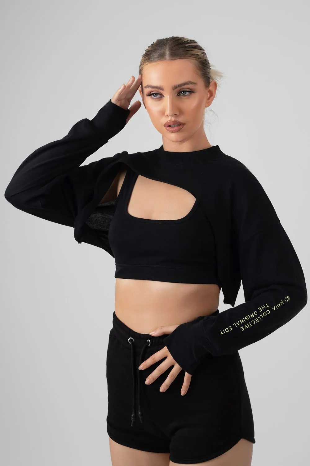 Layered Cropped T-Shirt Black sold by Public Desire product image thumbnail 2