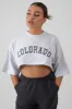 Super Cropped Printed T Shirt Grey sold by Public Desire