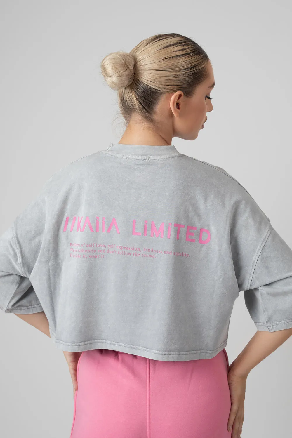 Boxy Cropped Graphic T-Shirt Acid Wash sold by Public Desire product image thumbnail 5