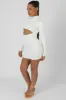 Long Sleeve Waist Cut Out Mini Dress Ivory sold by Public Desire