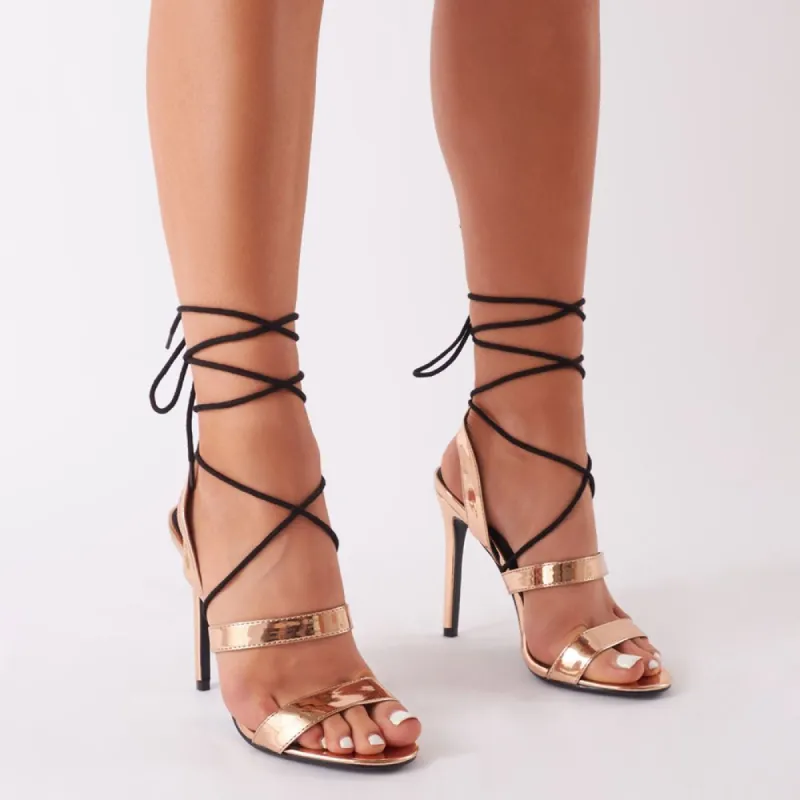 Milford Rose Gold Lace Up Heel sold by Public Desire